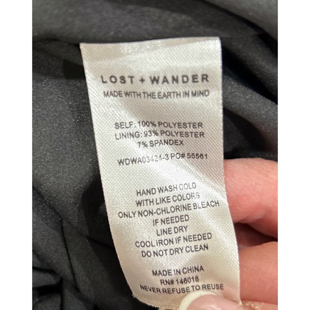 Lost + Wander Love Story Smocked Ruffle Purple Black Satin Maxi Dress Large NWT - Picture 10 of 10